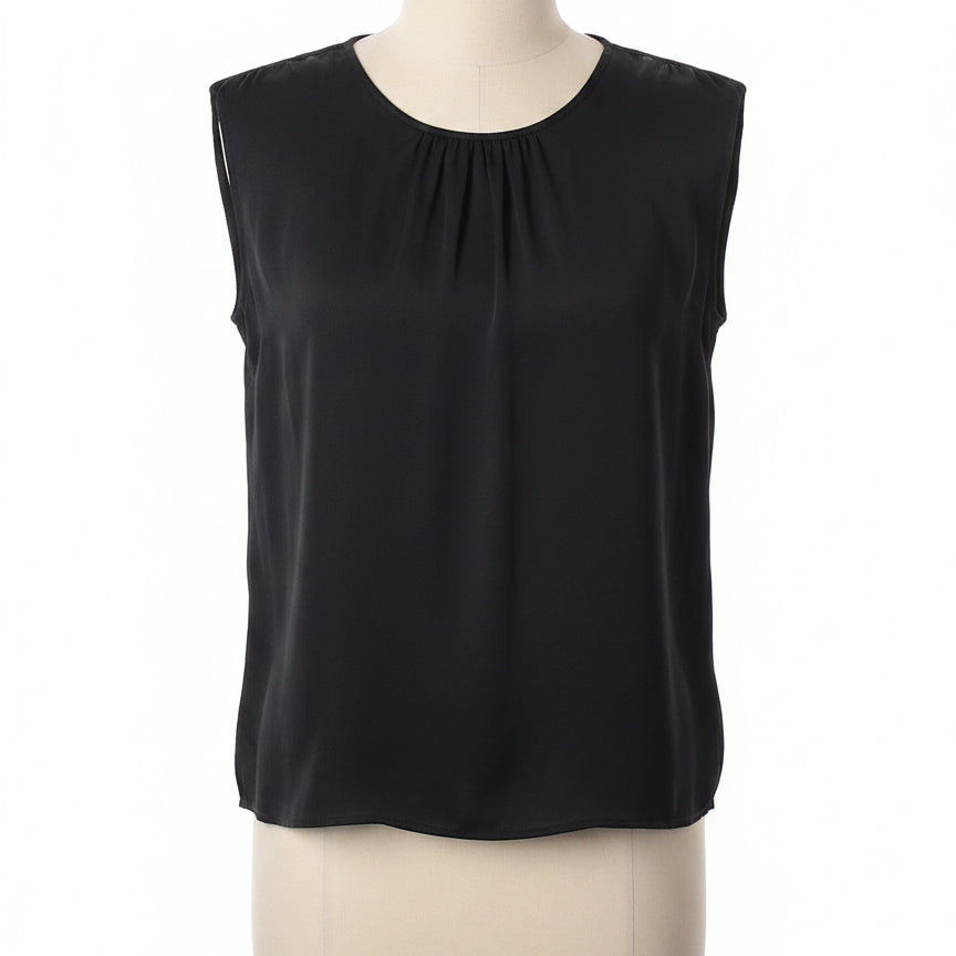 DKNY · Pleated Cap Sleeve Top · Medium · Black