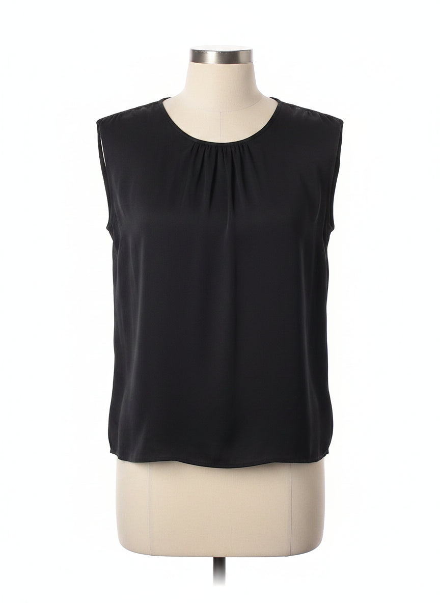 DKNY · Pleated Cap Sleeve Top · Medium · Black
