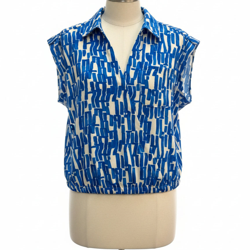 Nine West · Cap Sleeve Top · Small · Blue/White