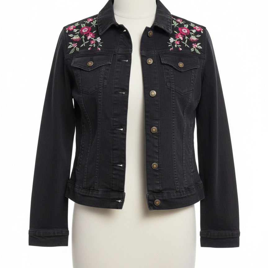 Woman Within · Embroidered Floral · 14W · BlackFloral