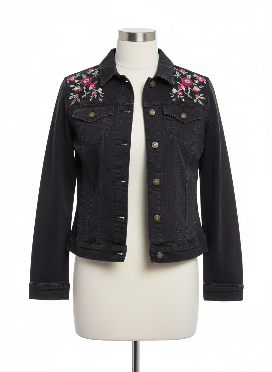 Woman Within · Embroidered Floral · 14W · BlackFloral