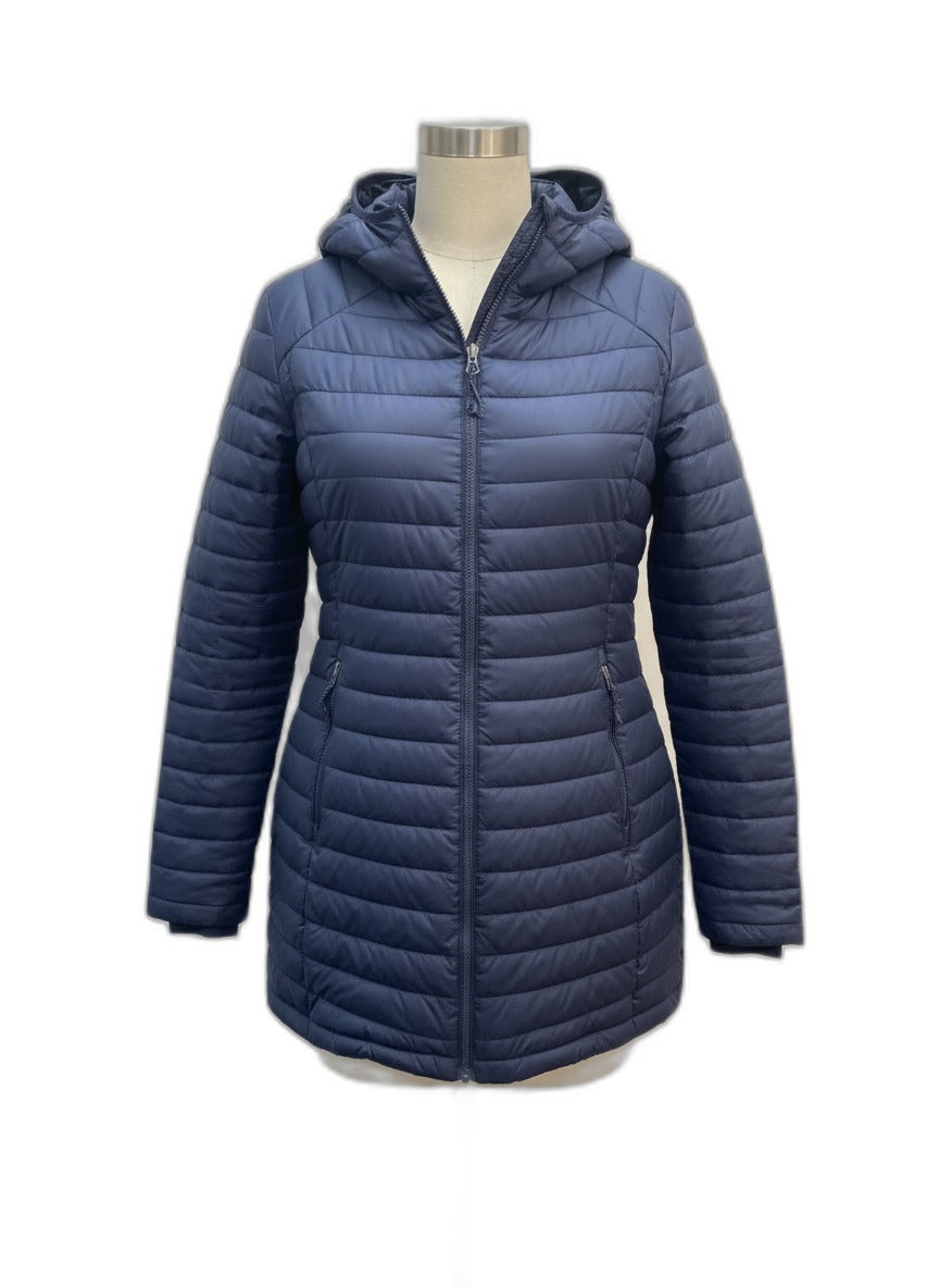 Columbia · Mid-Length Quilted Hooded Jacket · Large · Midnight