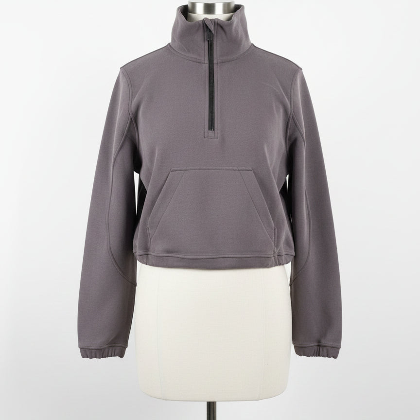 Lululemon · ½ Zip Pullover Cropped With Kangaroo Pocket · 4 · Mocha