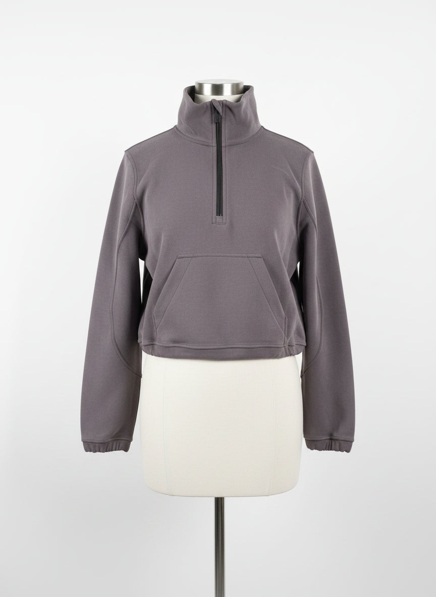 Lululemon · ½ Zip Pullover Cropped With Kangaroo Pocket · 4 · Mocha