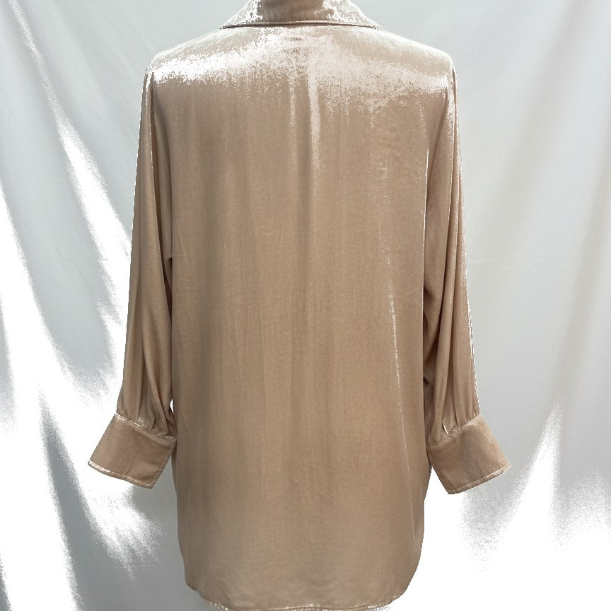 Sundance · Silk Rayon Velvet Top · Medium · Champagne