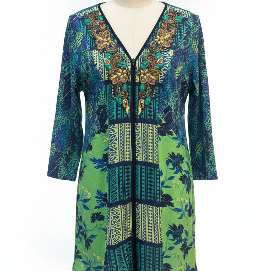 SoftSurroundings · Tunic Top · Medium · GreenNavy