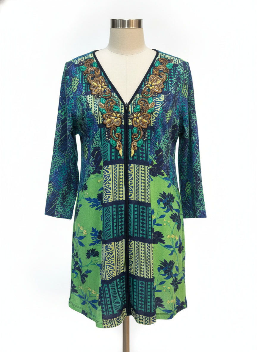 SoftSurroundings · Tunic Top · Medium · GreenNavy