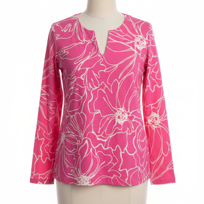 Kim Gravel · Floral Top · Large · Pink/White