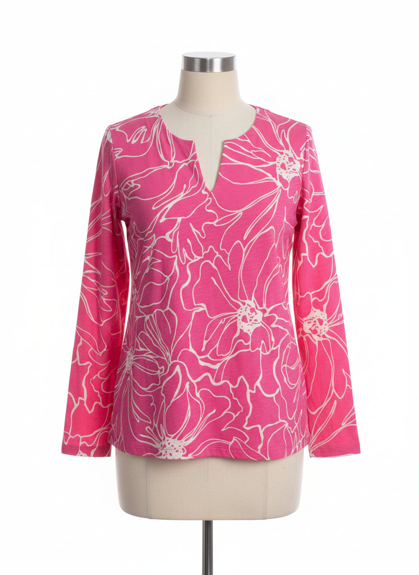 Kim Gravel · Floral Top · Large · Pink/White
