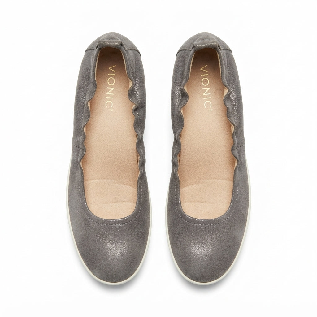 Vionic · Uptown Ballet · 8 · Silver Leather