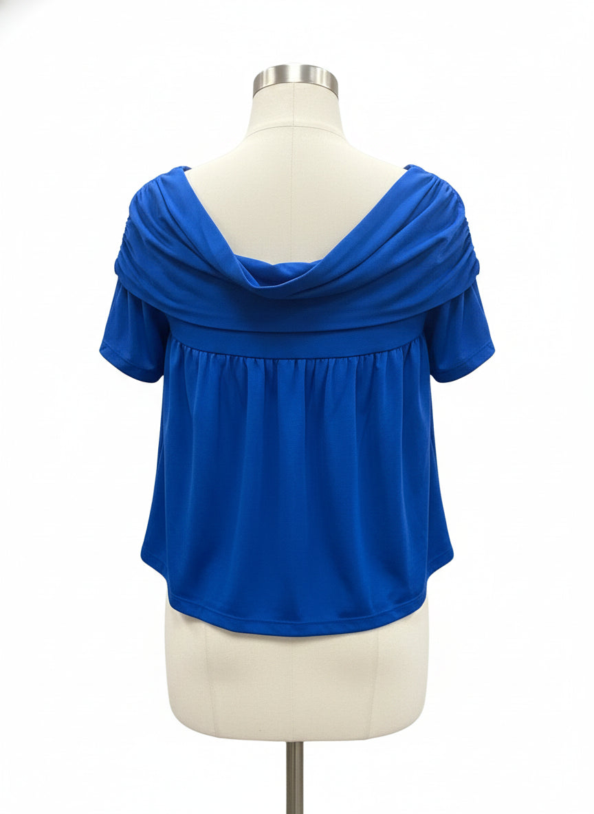 Anthropologie · Blue Tassel Twist Front w/ Ruched Bell Cropped Top · Small · Sapphire