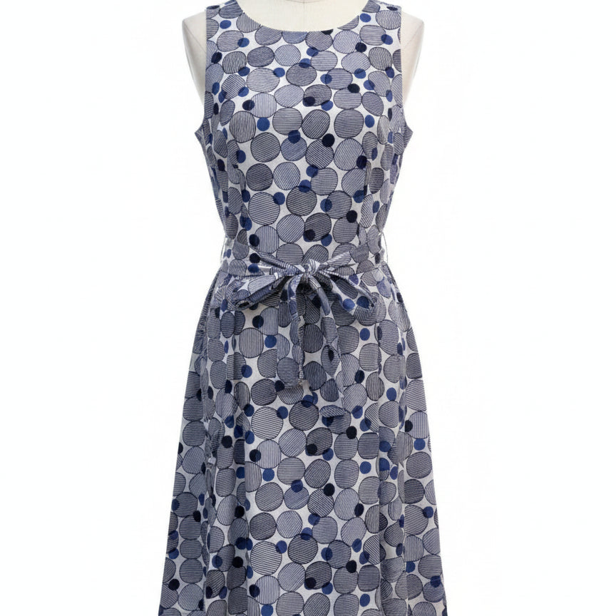 Anne Klein · Belted Dress · 10 · WhiteNavy