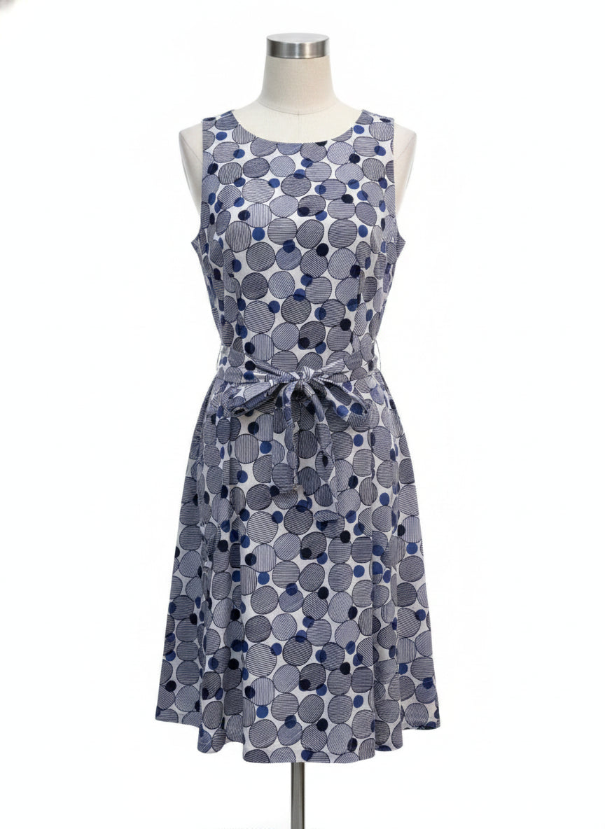 Anne Klein · Belted Dress · 10 · WhiteNavy