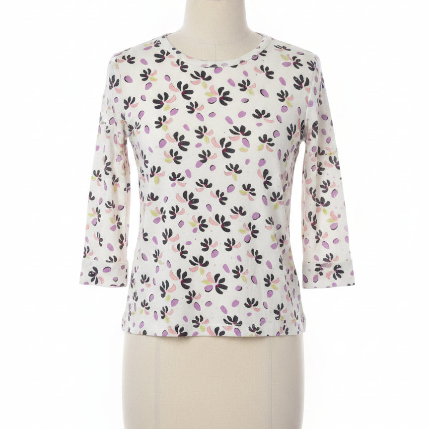 St John · CreamFloral Rayon Top · Small · CreamFloral