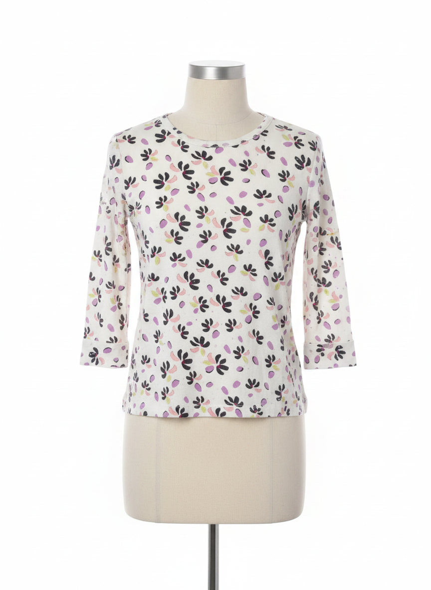 St John · CreamFloral Rayon Top · Small · CreamFloral