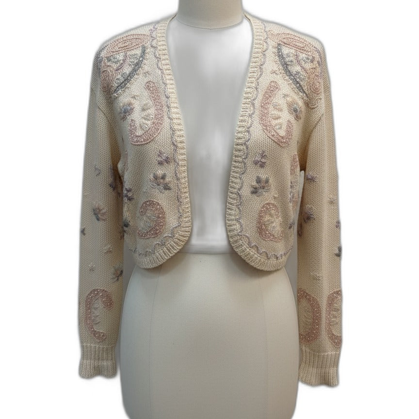 PetitelIllust · Open Drape Cardigan · Medium · CreamMulti