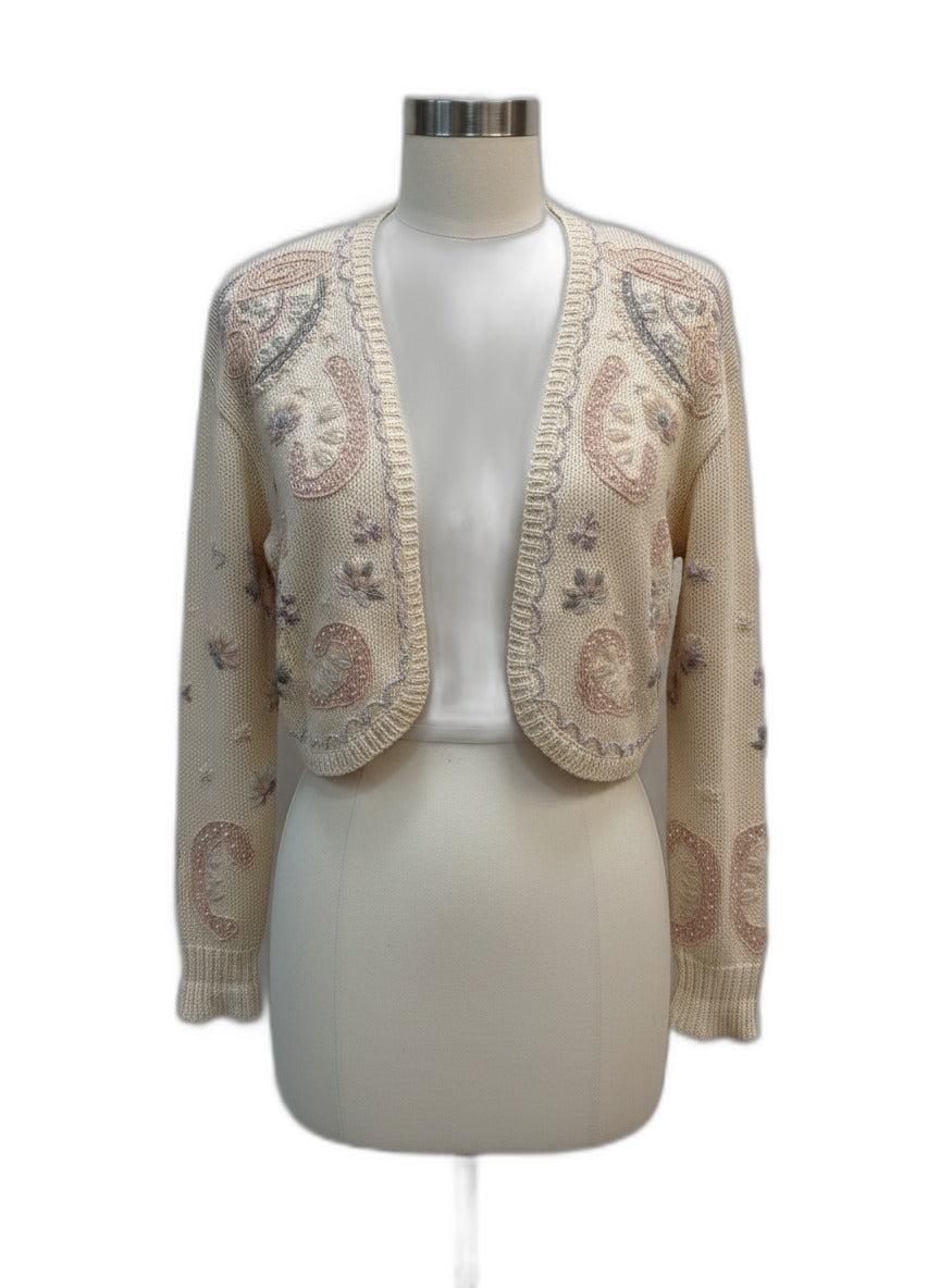 PetitelIllust · Open Drape Cardigan · Medium · CreamMulti