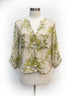 C&C · Roll Tab Shirt · Large · Tan Green Leaf Print