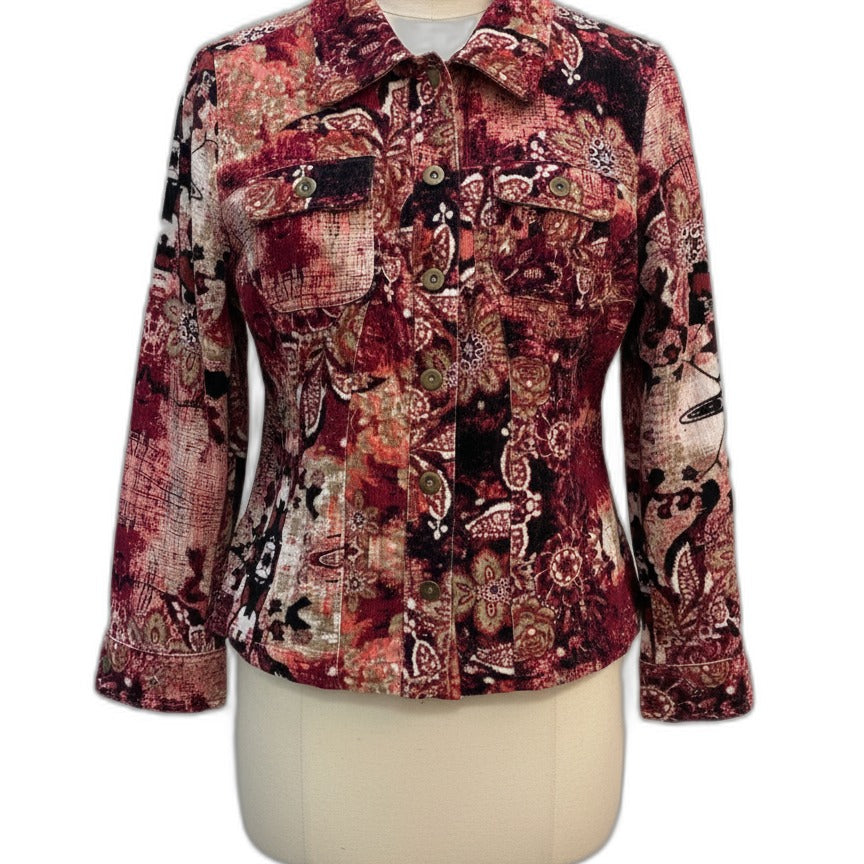 Chris&Banks · Corduroy Jacket Paisley print · Medium · BurgPink