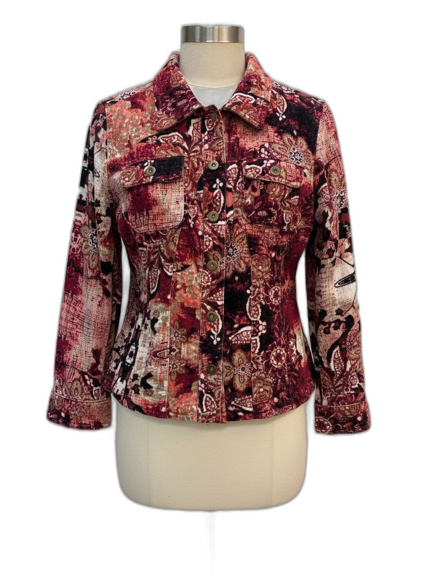 Chris&Banks · Corduroy Jacket Paisley print · Medium · BurgPink