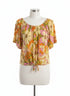 Kim&Cami · Boho Top Floral Design w/Tie Front · Large · YellowOrg+
