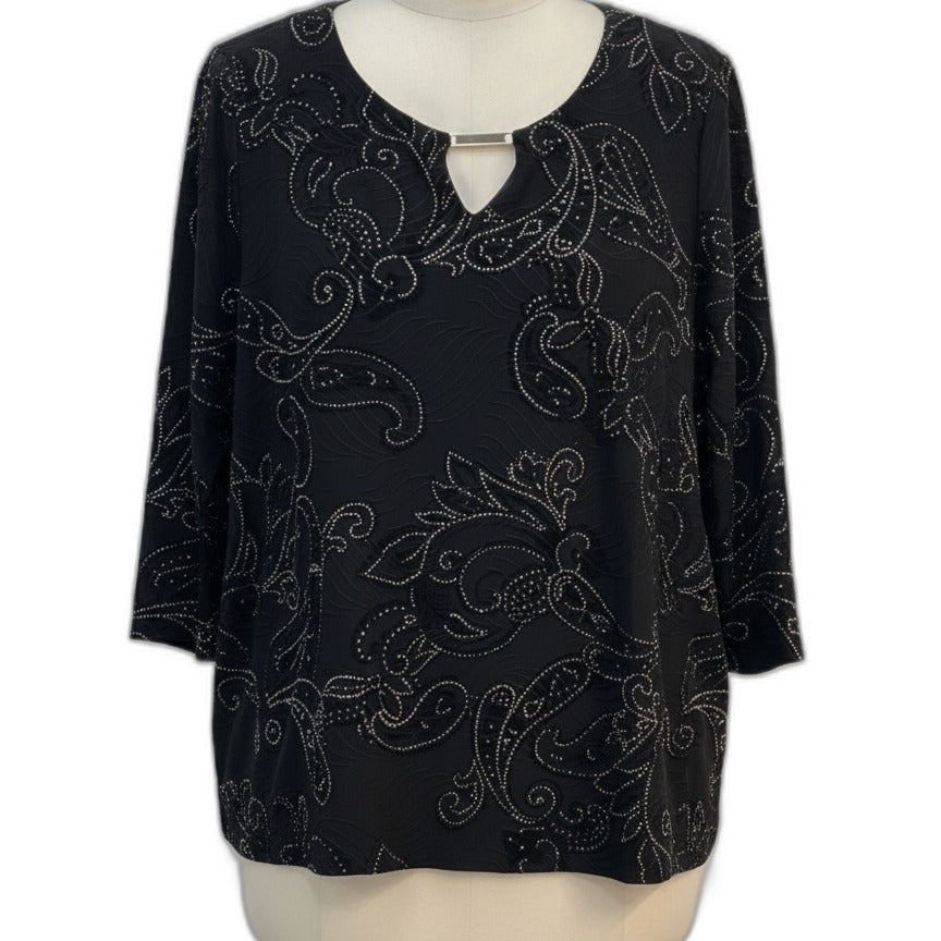 JMCollection · Elbow Length Top · 2X · Black