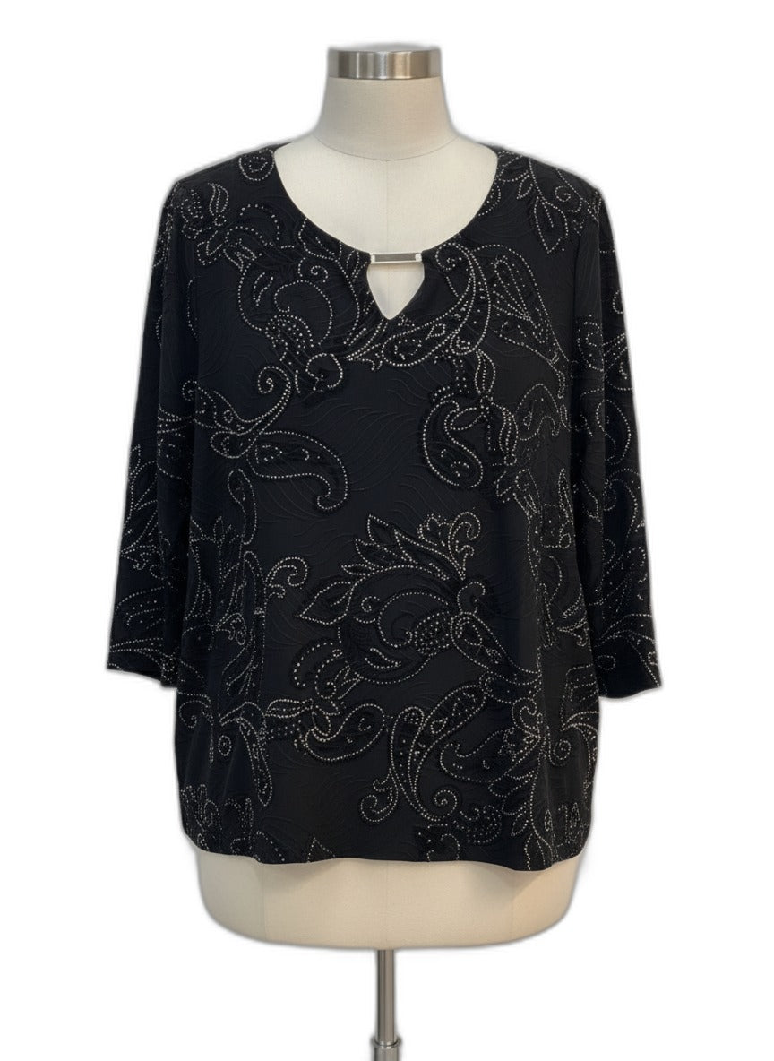 JMCollection · Elbow Length Top · 2X · Black