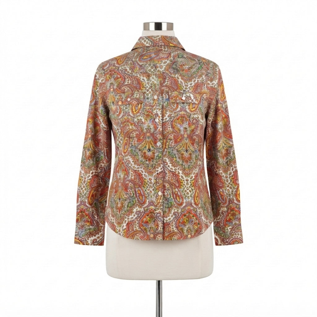 Talbots · Paisley Floral Long Sleeve Shirt · 6Petite · Multi-color Paisley Floral
