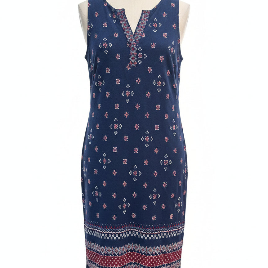Talbots · Dress · Small P · Navy with Red and White Print