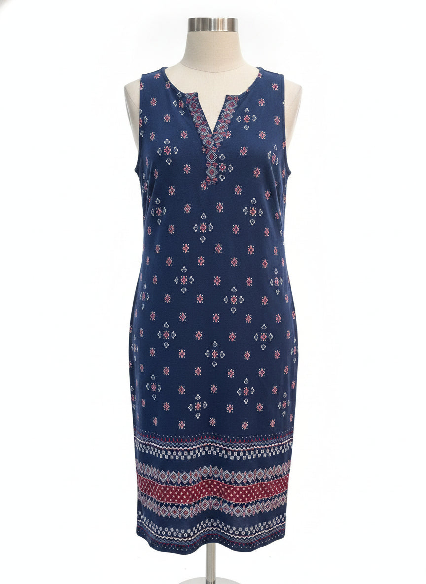 Talbots · Dress · Small P · Navy with Red and White Print