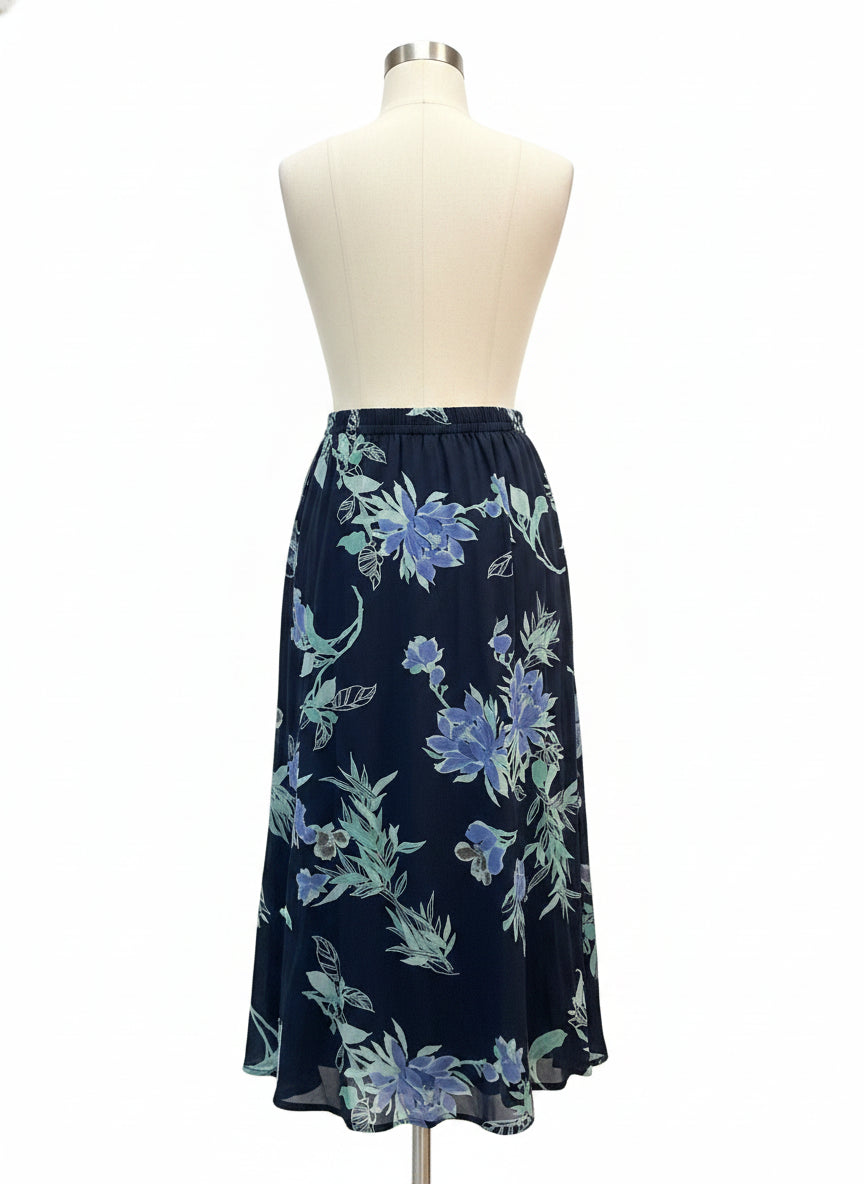 JM Collection · Maxi Sheer Floral Print · 12 · BlueFloral