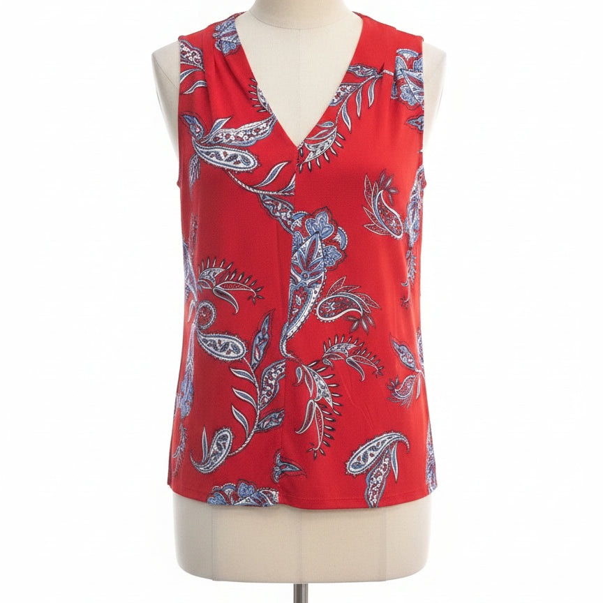 Liz Claiborne · Liberty Paisley Print Sleeveless Top · 1X · Red Paisley