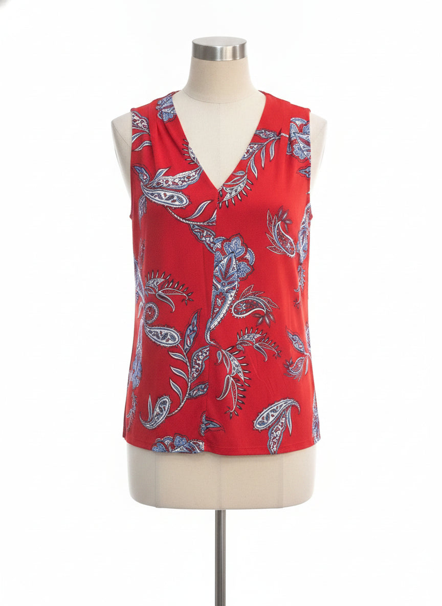 Liz Claiborne · Liberty Paisley Print Sleeveless Top · 1X · Red Paisley