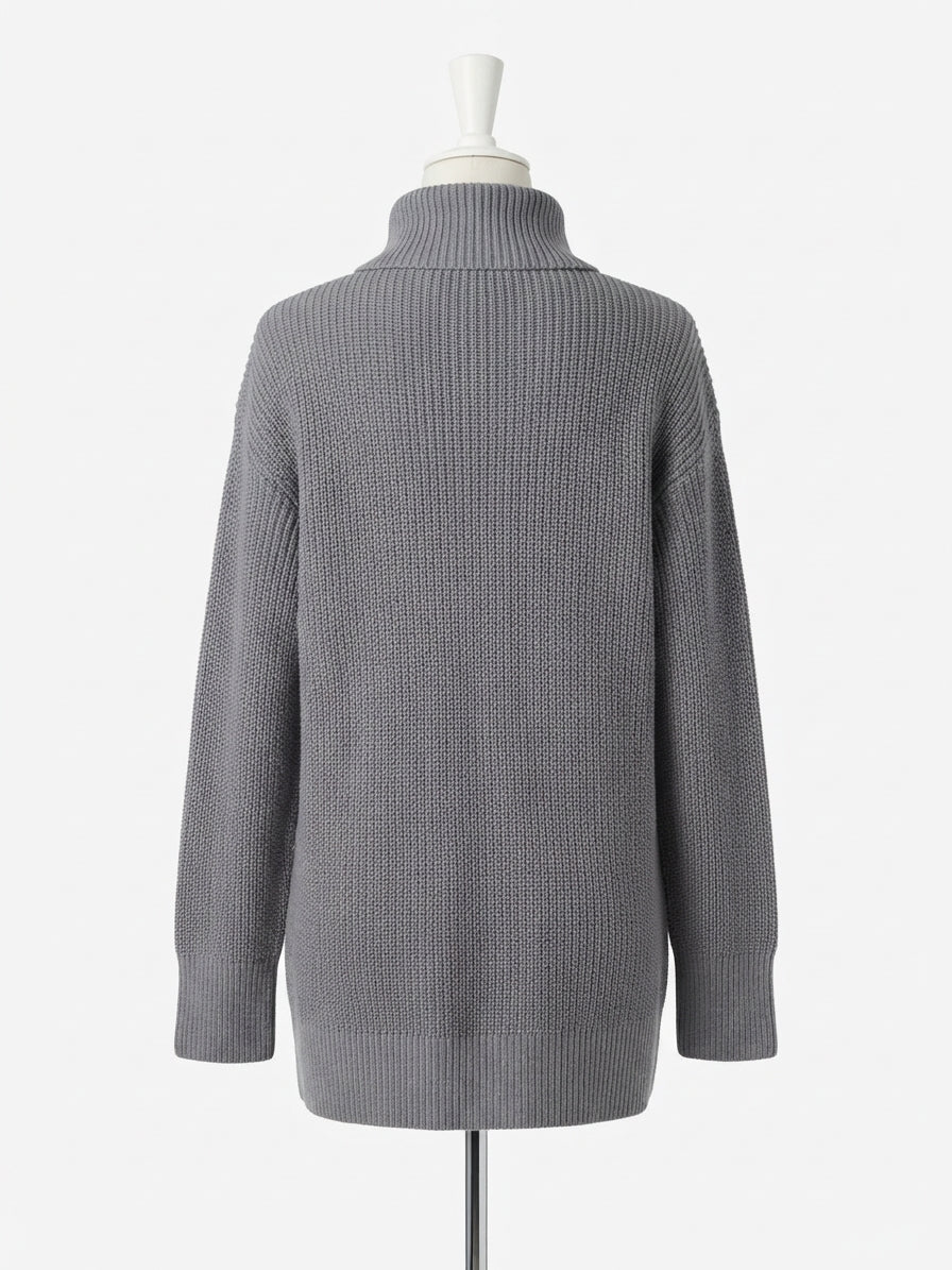 Style&Co · Tunic 1/4 Zip Cable Knit Sweater · Medium · Gray
