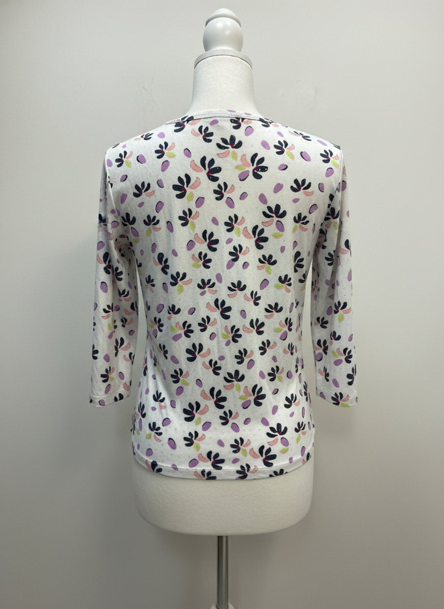 St John · CreamFloral Rayon Top · Small · CreamFloral