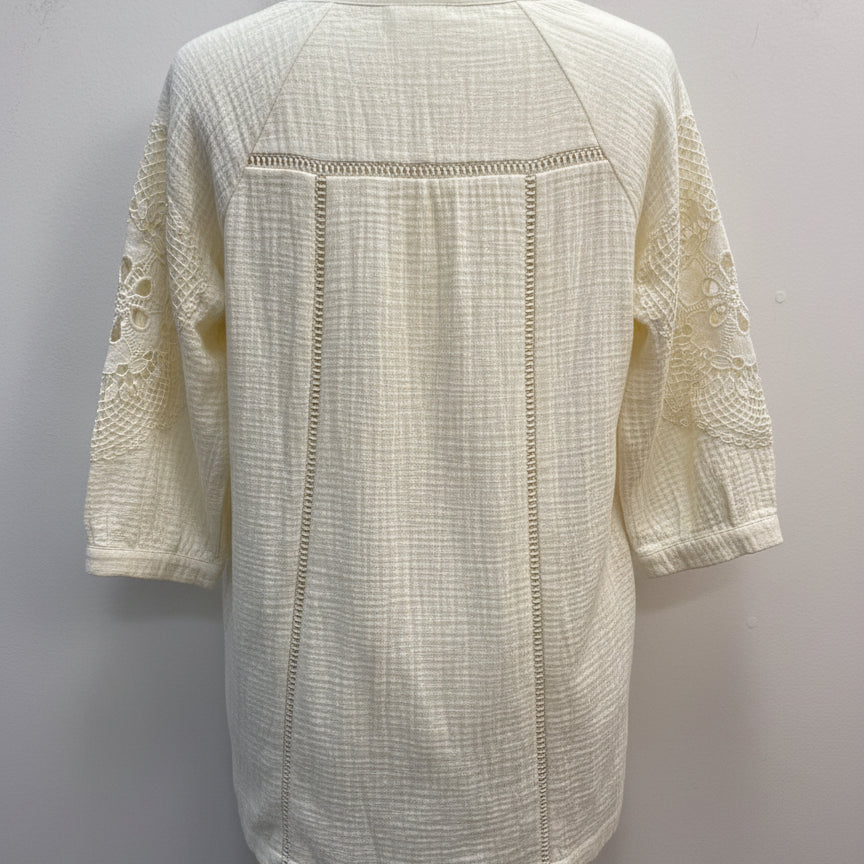 SoftSurroundings · Magnolia Gauze Tunic · Small · Cream