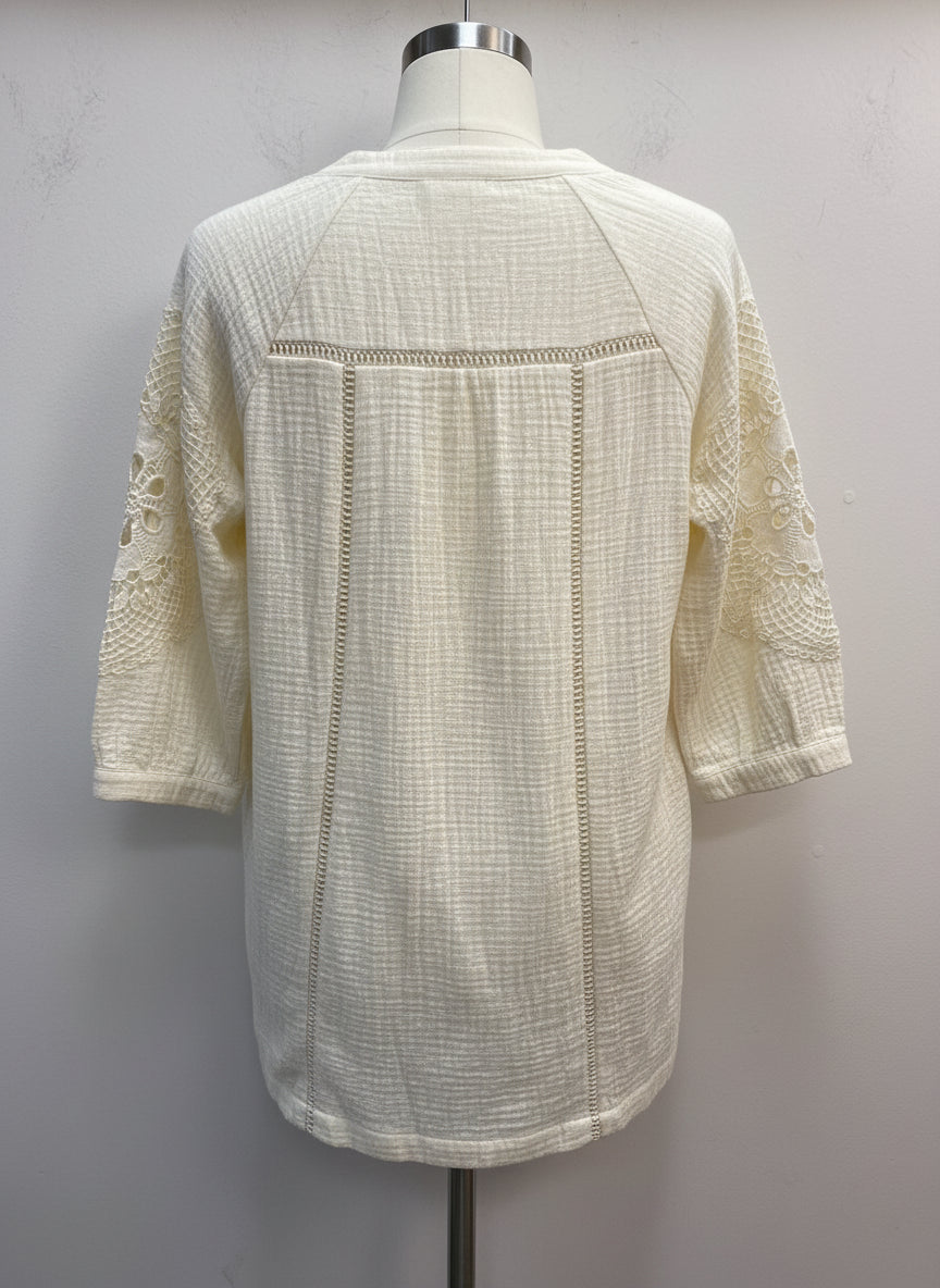 SoftSurroundings · Magnolia Gauze Tunic · Small · Cream