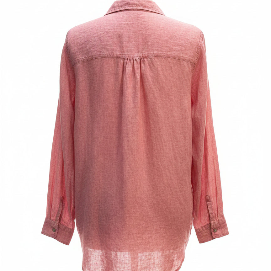 Jones&Co · Linen Long Sleeve Tunic Shirt · Medium · Rose