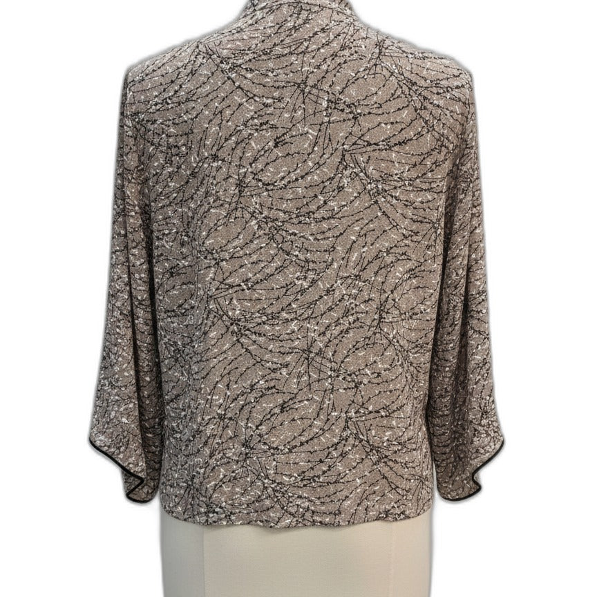 Alex Evenings · Evening Jacket · 1X · Taupe & Silver