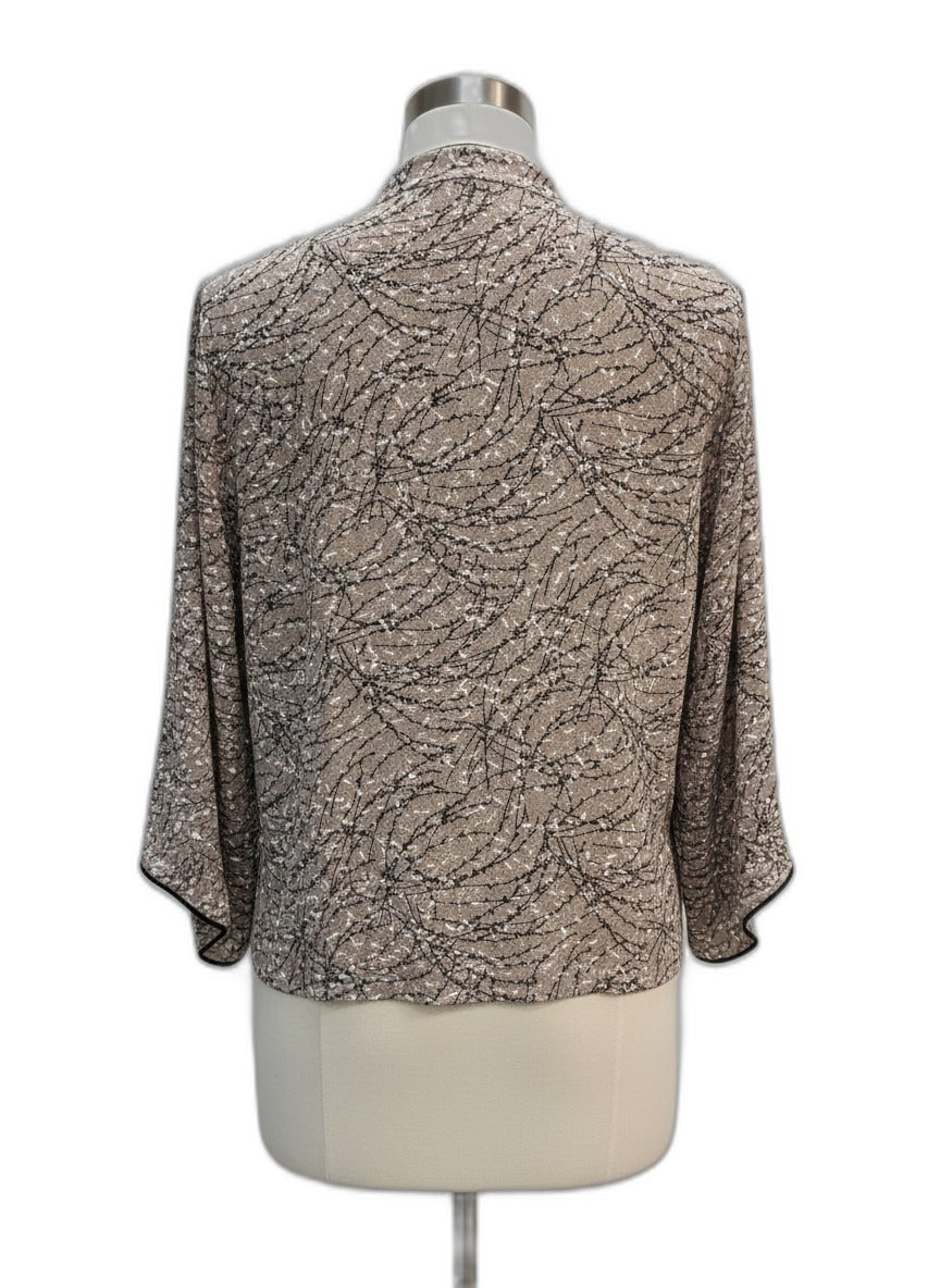 Alex Evenings · Evening Jacket · 1X · Taupe & Silver