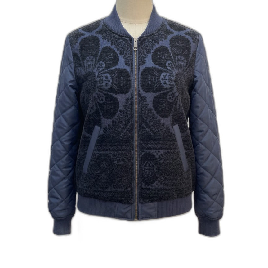 Anthropologie · Tapestry Bomber Jacket · Small · NavyBlk