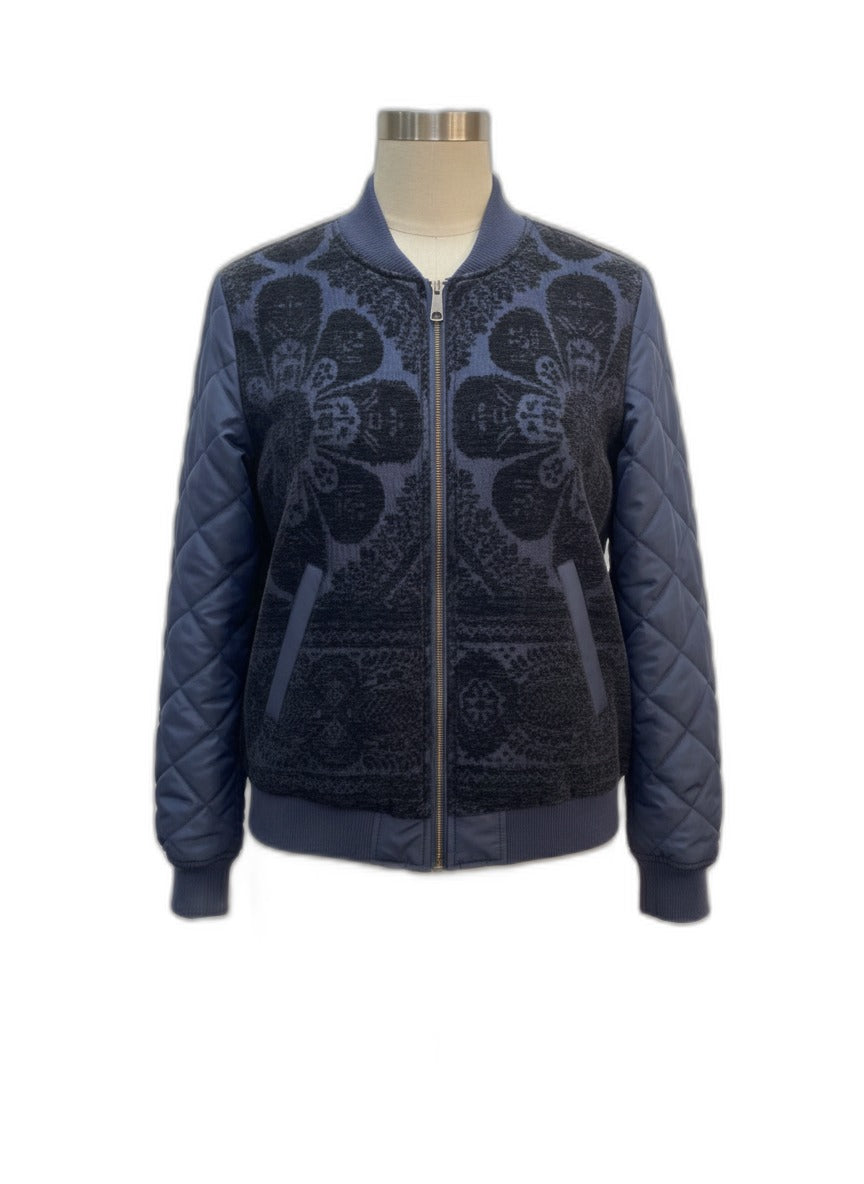 Anthropologie · Tapestry Bomber Jacket · Small · NavyBlk