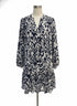 Tahari · Longsleeve Dress With Pockets and Ruffle Detail · Small · NavyWhite