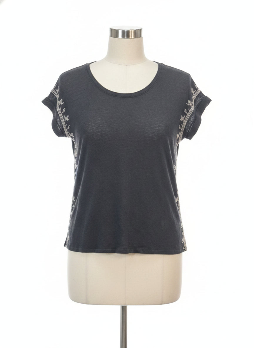 Garnet Hill · Cap Sleeve Top · Medium · BlackWhite