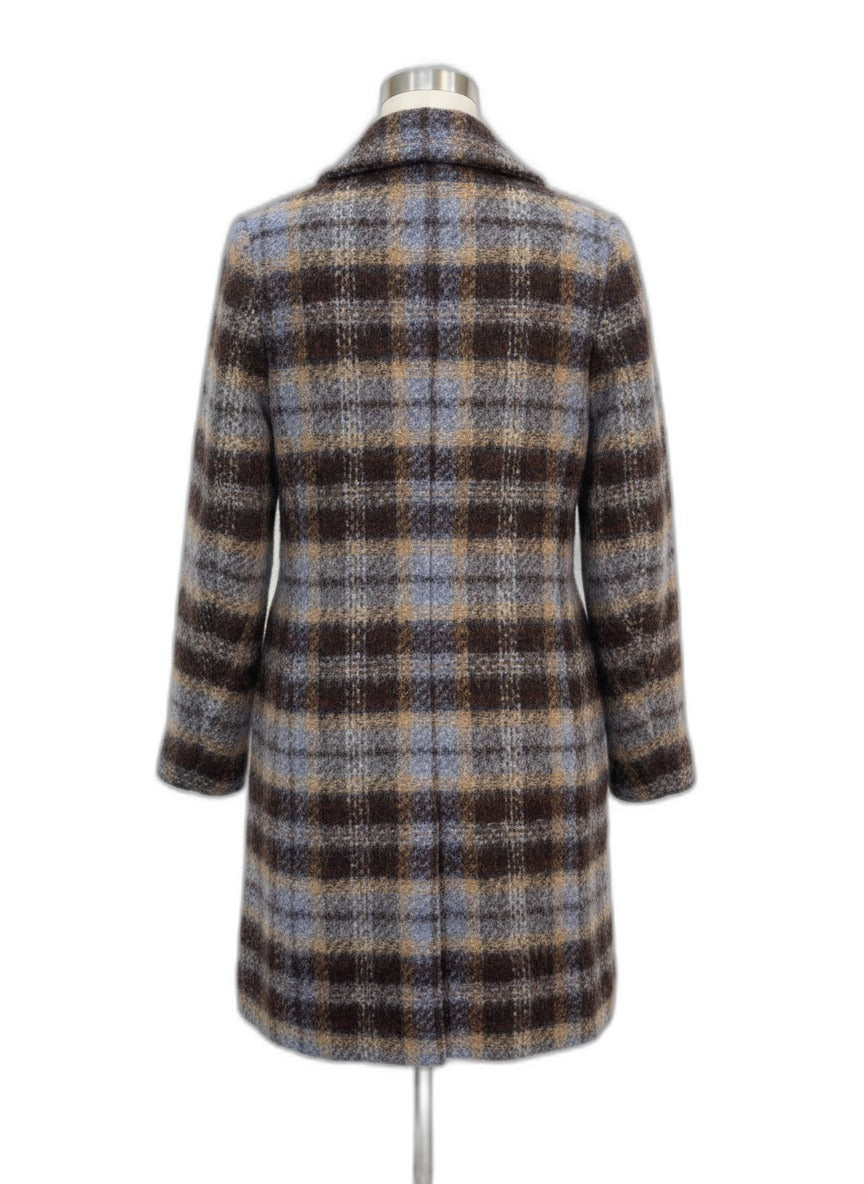 Banana Republic · Wool Blend Coat · Small · BlueBrown Plaid