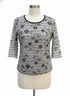 Jane + Eric · BlackWhite Floral Print Jane & Eric Ruffle Detail · Small · Black and White