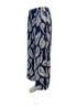 Tribal · Comfort Waist Tropical Leaf Print Pants with Ankle Button Detail · Large · Navy White