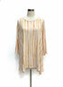 Alfani · Tunic Top · 1X · Cream with Orange and Gold stripes