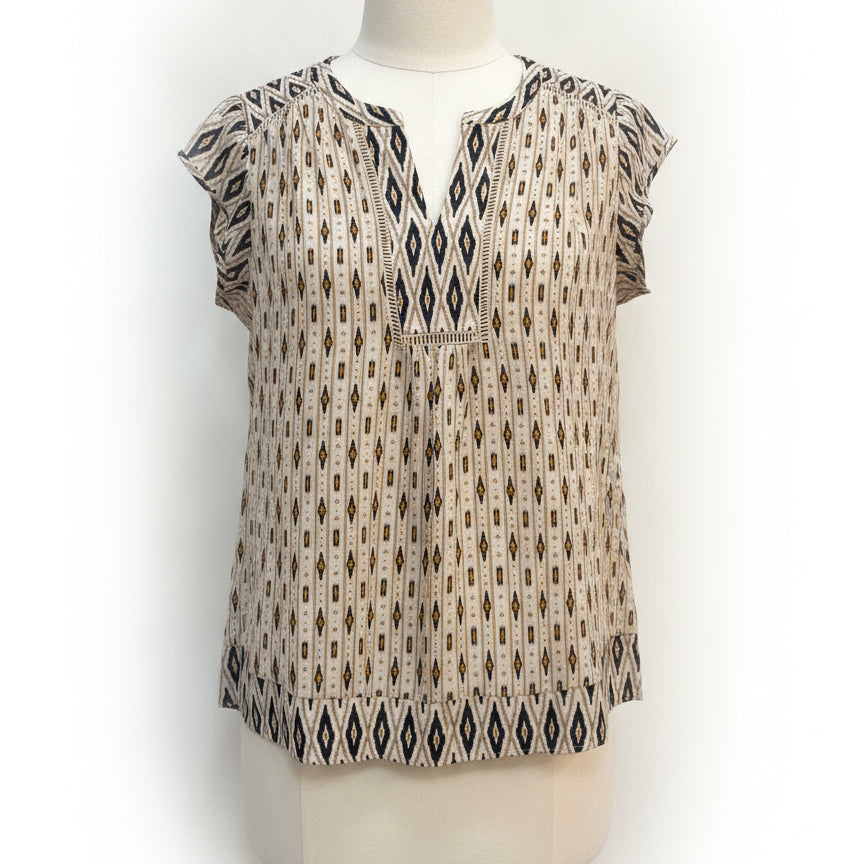 DR2 · Cap Sleeve Top · Medium · Beige, Black