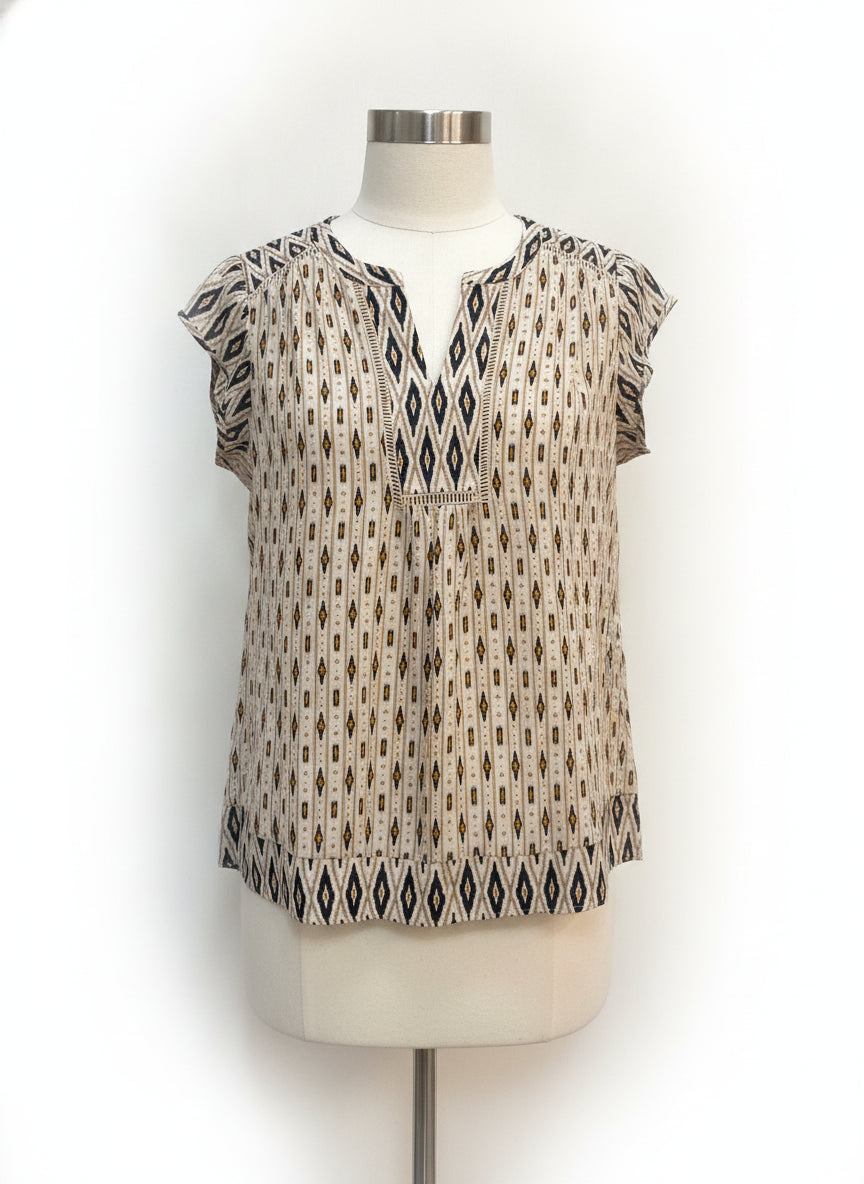 DR2 · Cap Sleeve Top · Medium · Beige, Black